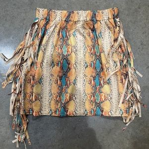 Fringe Multi Color Mini Skirt